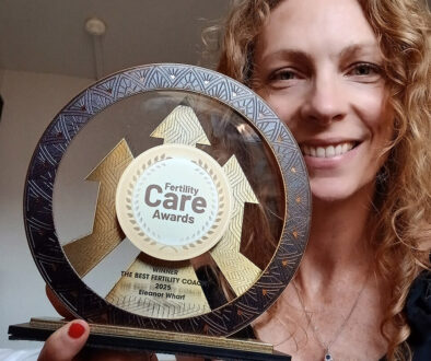 Eleanor Wharf with her Fertility Care Awards Winner's trophy