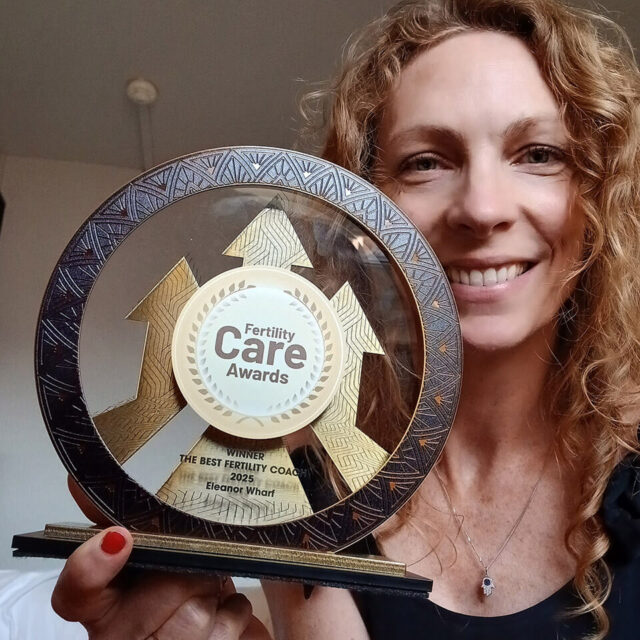 Eleanor Wharf with her Fertility Care Awards Winner's trophy